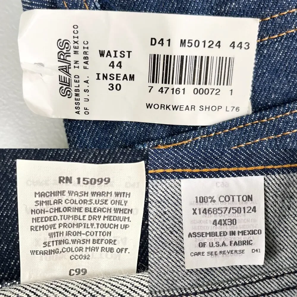Sears Roebucks Deadstock Jeans Vintage 44 x 30 Boot Cut New